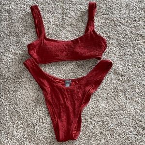 Aerie Red Bikini - Top Size S Bottom Size L